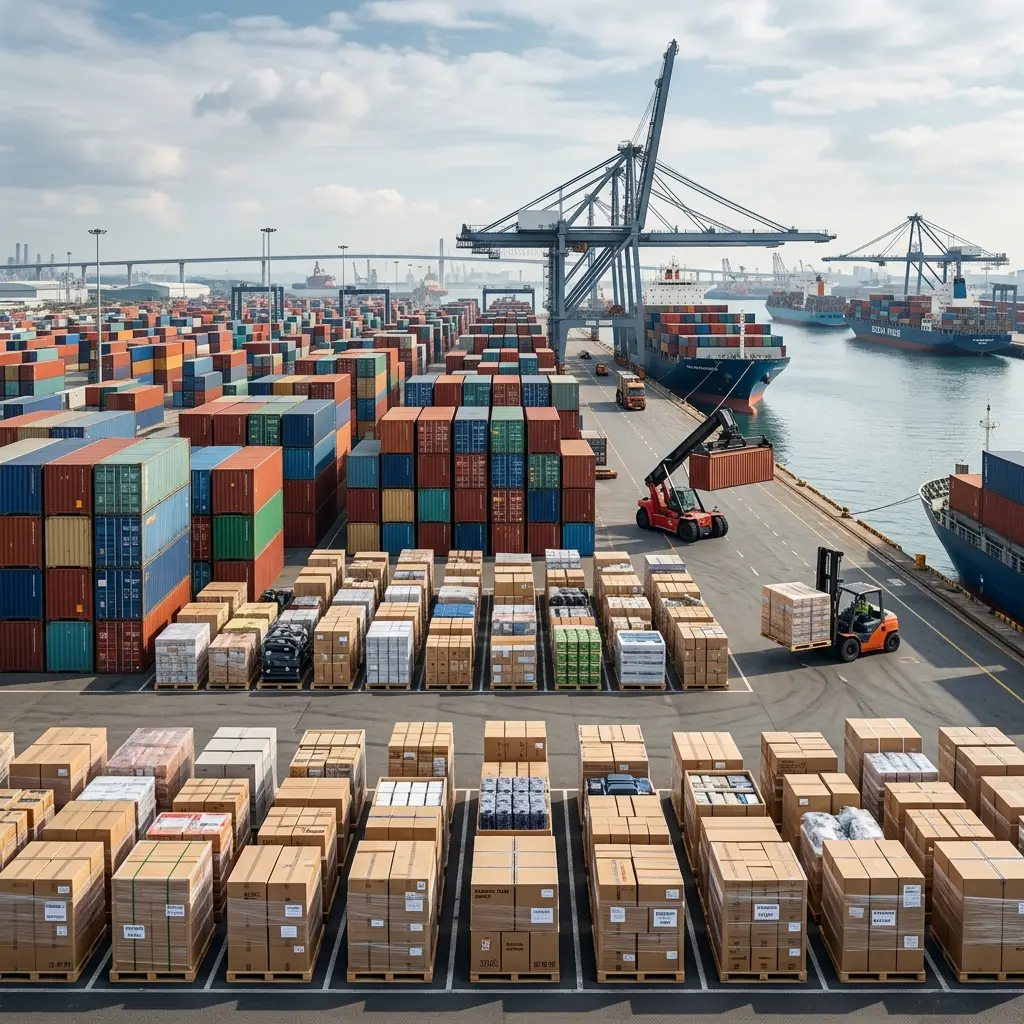 Ocean freight container ship handling international cargo